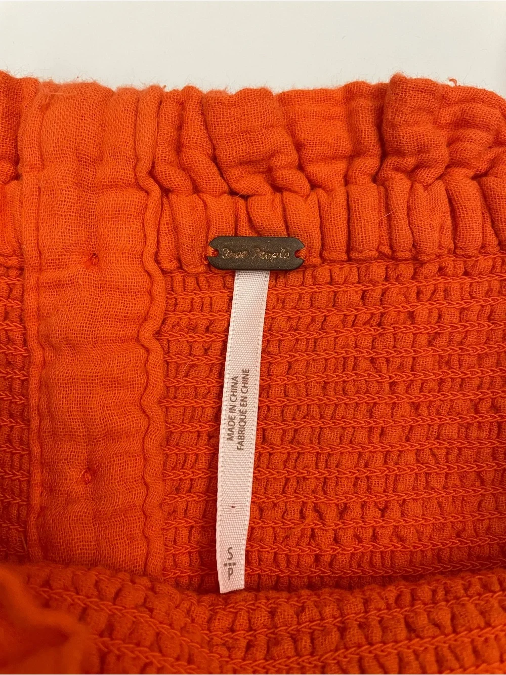 Free People Orange Smocked Tie-Strap Camisole